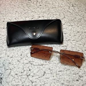 SHEIN | Y2K Squared See-Through Golden Brown Sunglasses With Case